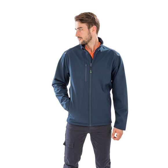Result Genuine Recycled Mens 3-Layer Softshell Jacket / Navy - Picture 2 of 5